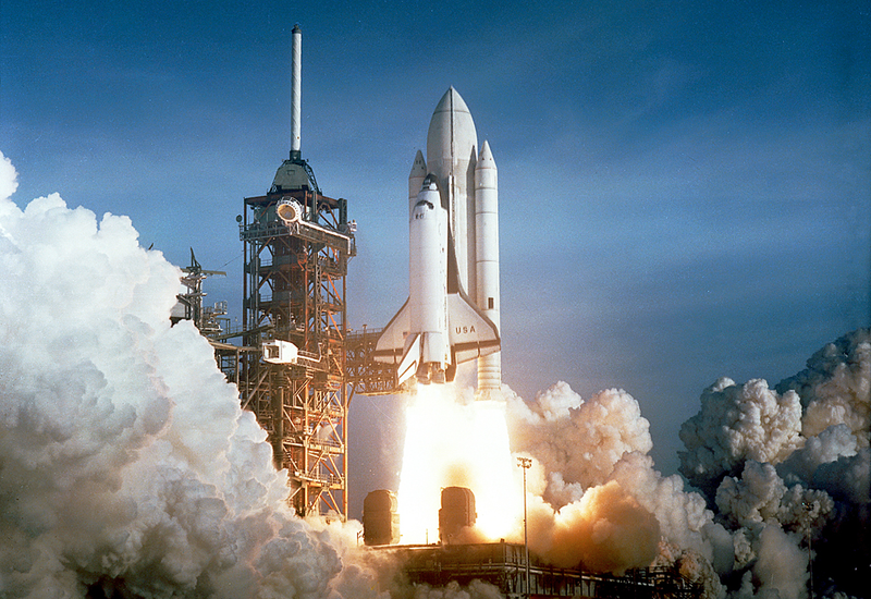 The launch of the Space Shuttle Columbia, April 12, 1981.